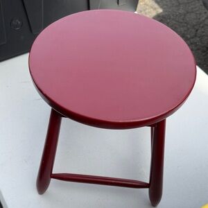 Round Red Wooden Stool